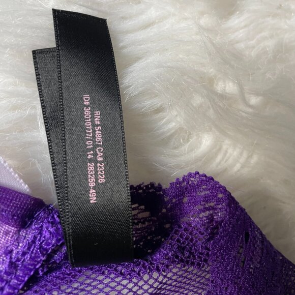 NWOT Victoria's Secret Vintage Purple Lace Fishnet Lace-Up Corset Cheeky LARGE - Picture 7 of 12